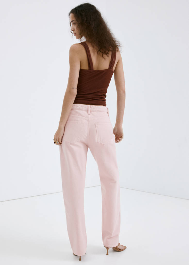 High-waisted barrel jeans — Pink