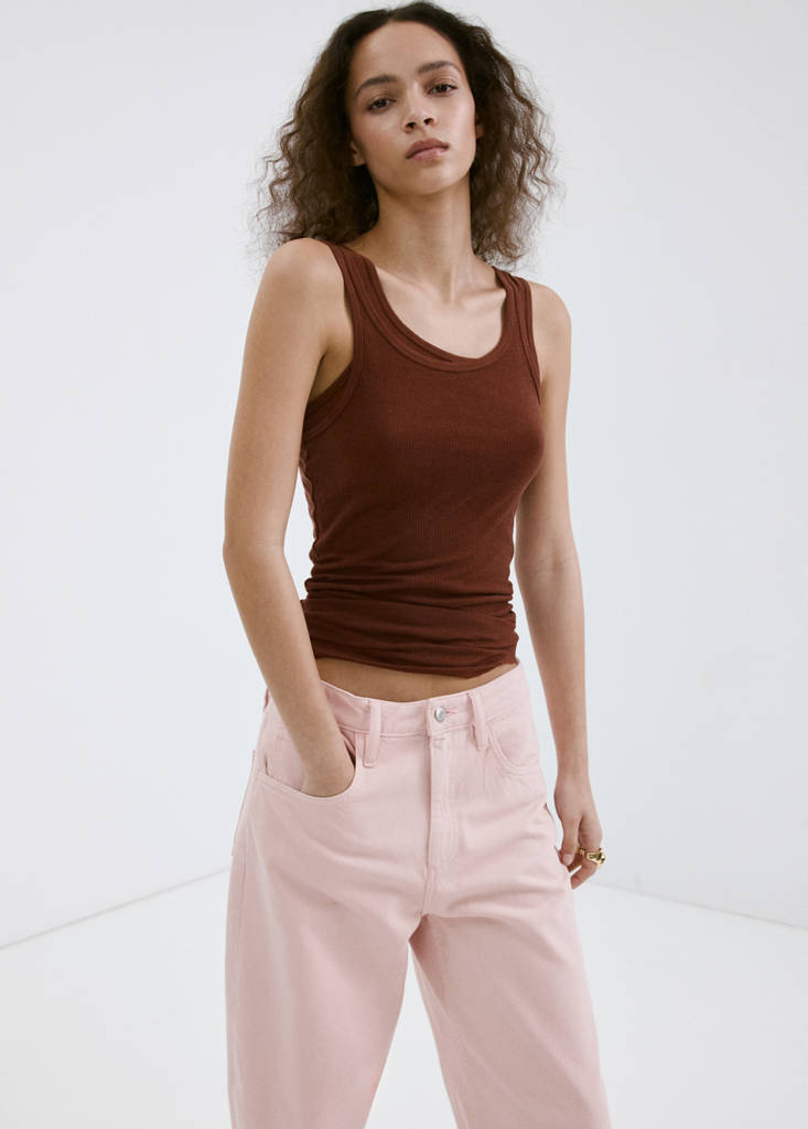 High-waisted barrel jeans — Pink