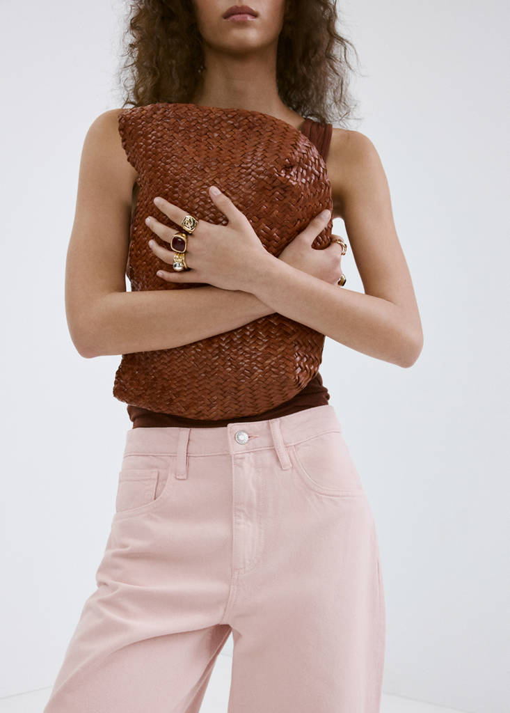 High-waisted barrel jeans — Pink