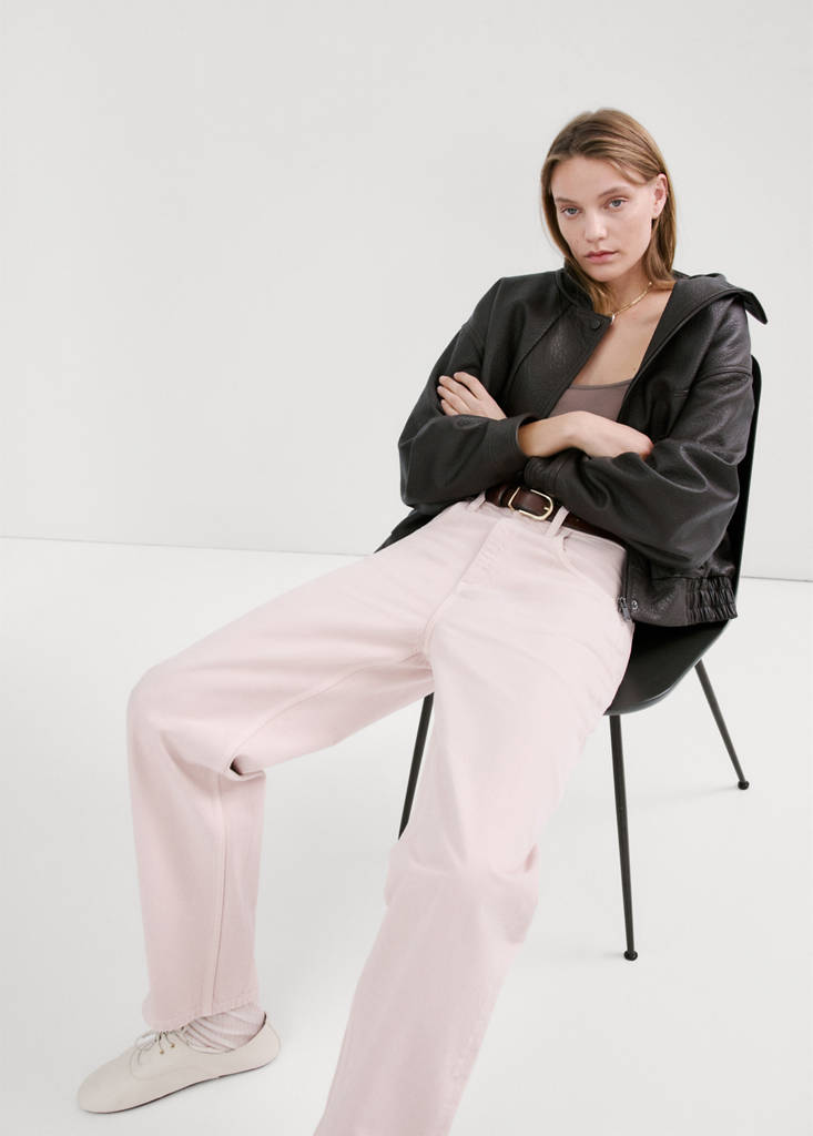 High-waisted barrel jeans — Pink