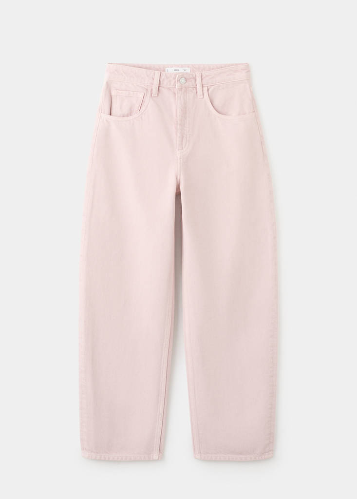High-waisted barrel jeans — Pink