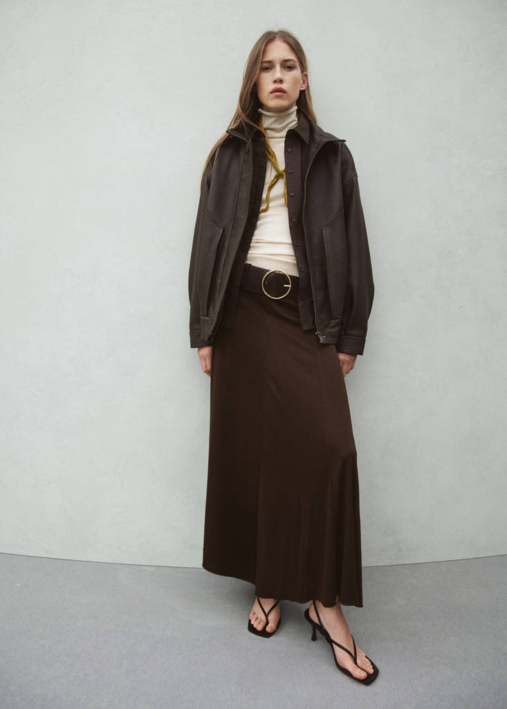 Oversized leather jacket — Brown