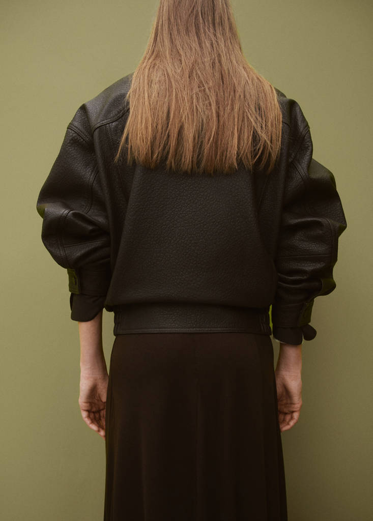 Oversized leather jacket — Brown