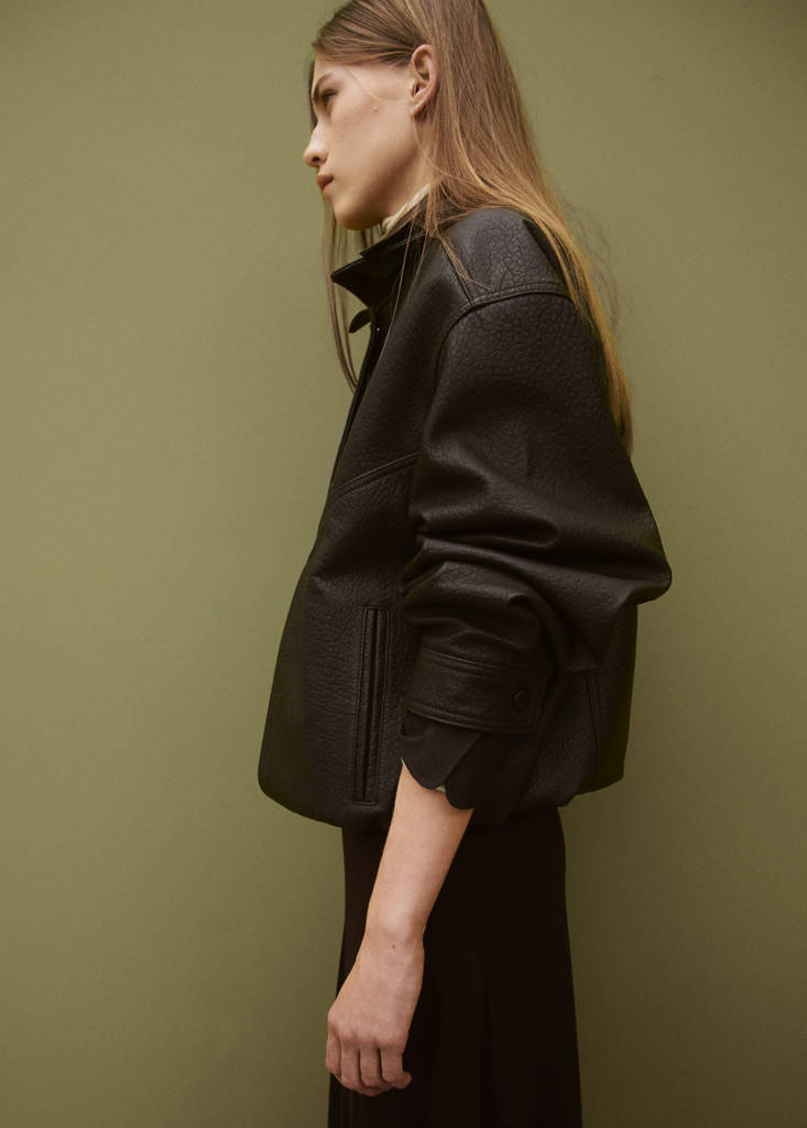 Oversized leather jacket — Brown