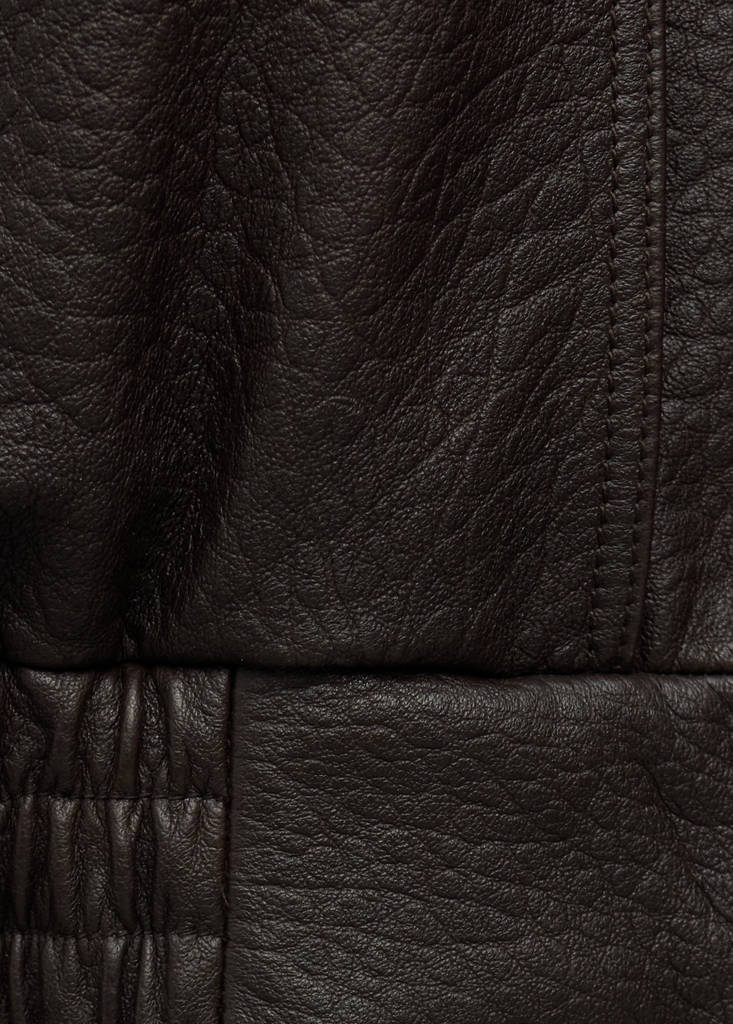 Oversized leather jacket — Brown