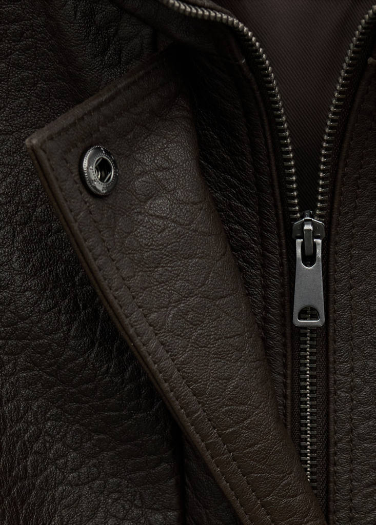Oversized leather jacket — Brown