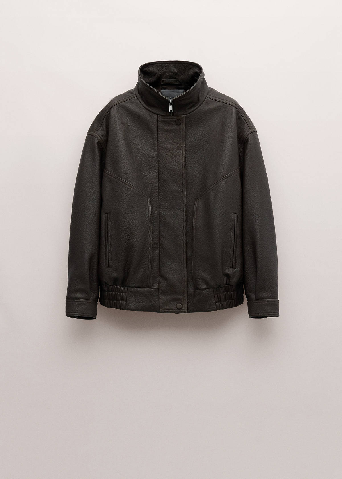 Oversized leather jacket — Brown