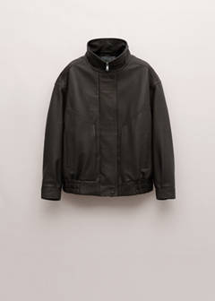 Oversized leather jacket — Brown 28