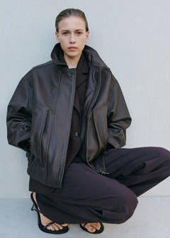 Oversized leather jacket — Brown 30