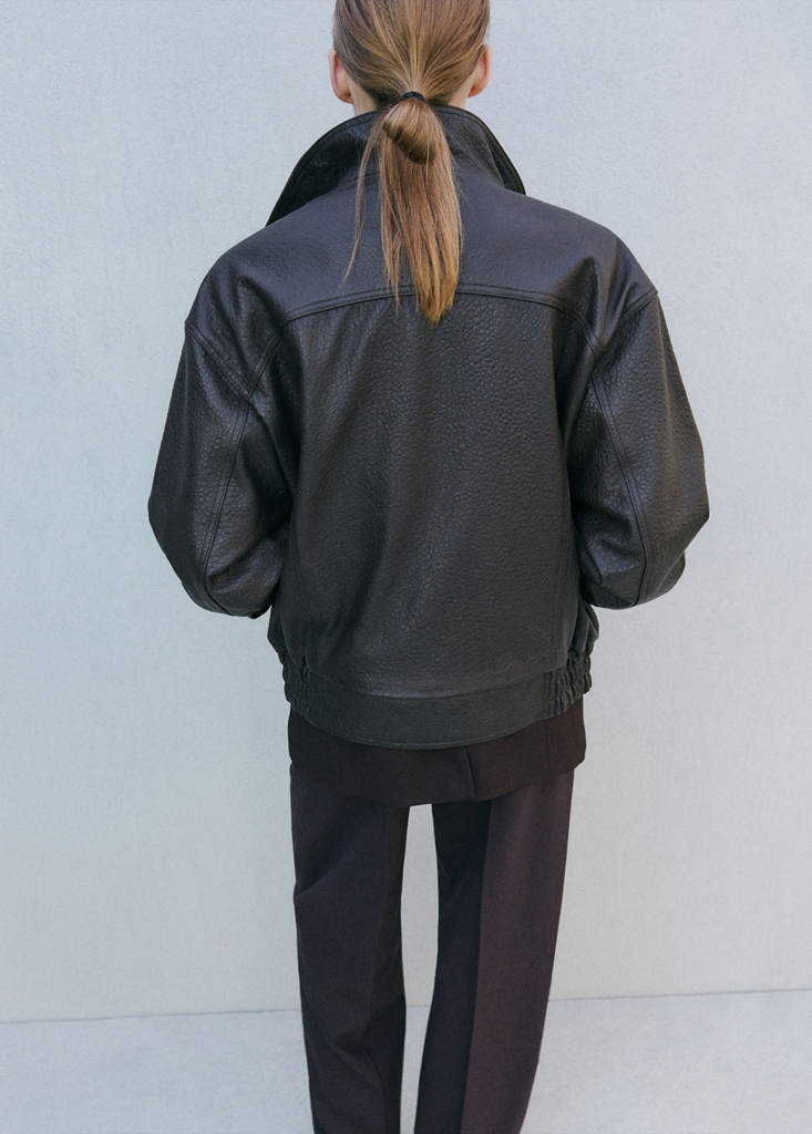 Oversized leather jacket — Brown