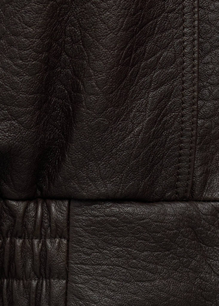 Oversized leather jacket — Brown
