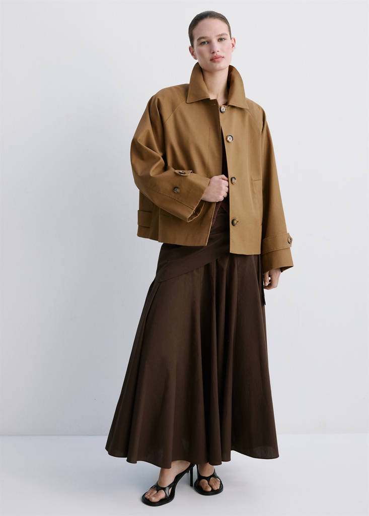 Oversized short trench — Medium Brown