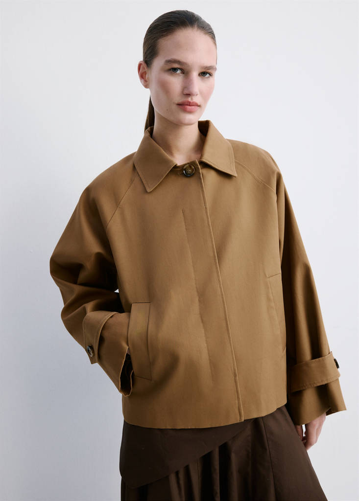 Oversized short trench — Medium Brown
