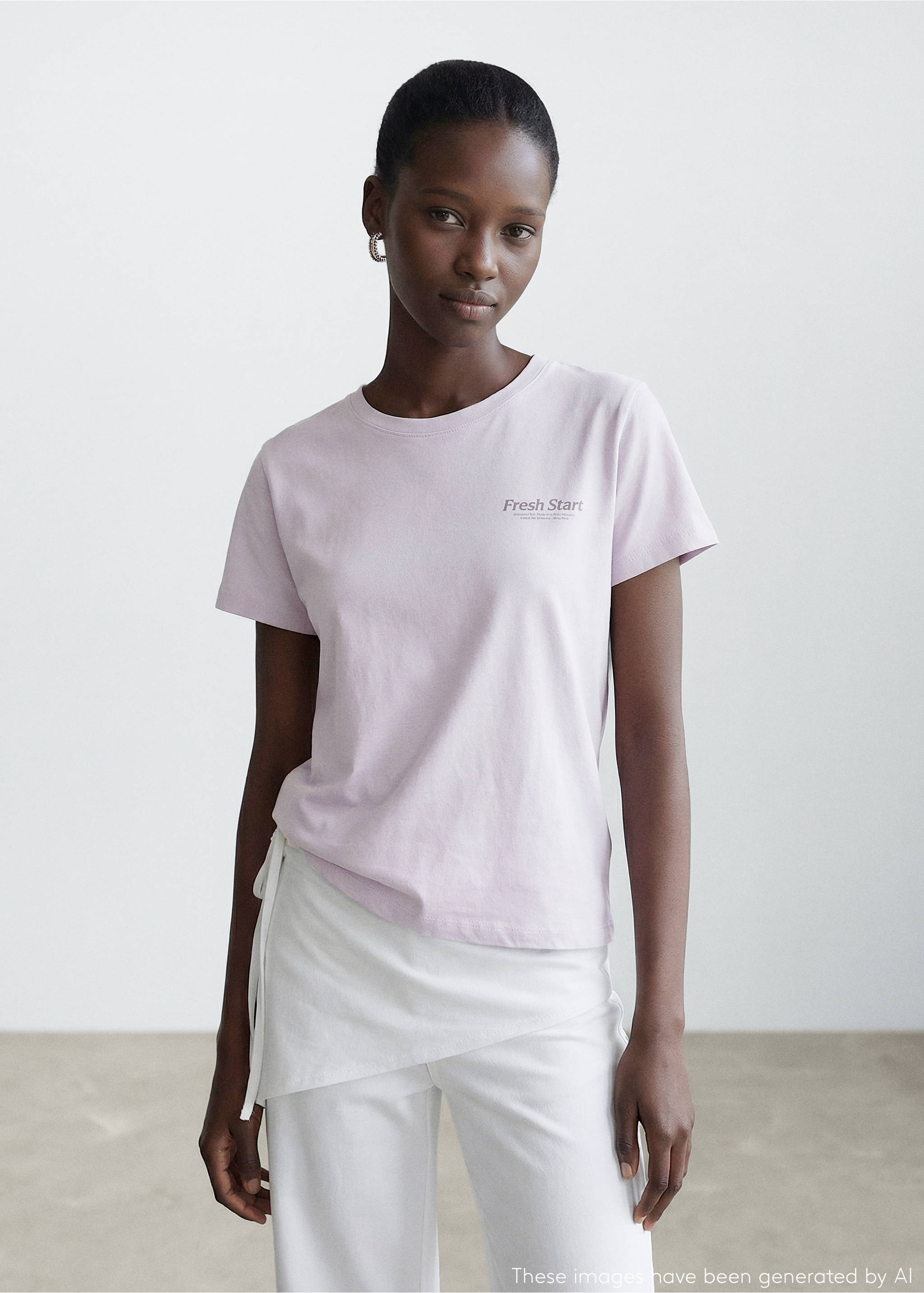 Printed cotton-blend t-shirt - Medium plane, Light/Pastel Purple. Ref: 27054777-00.