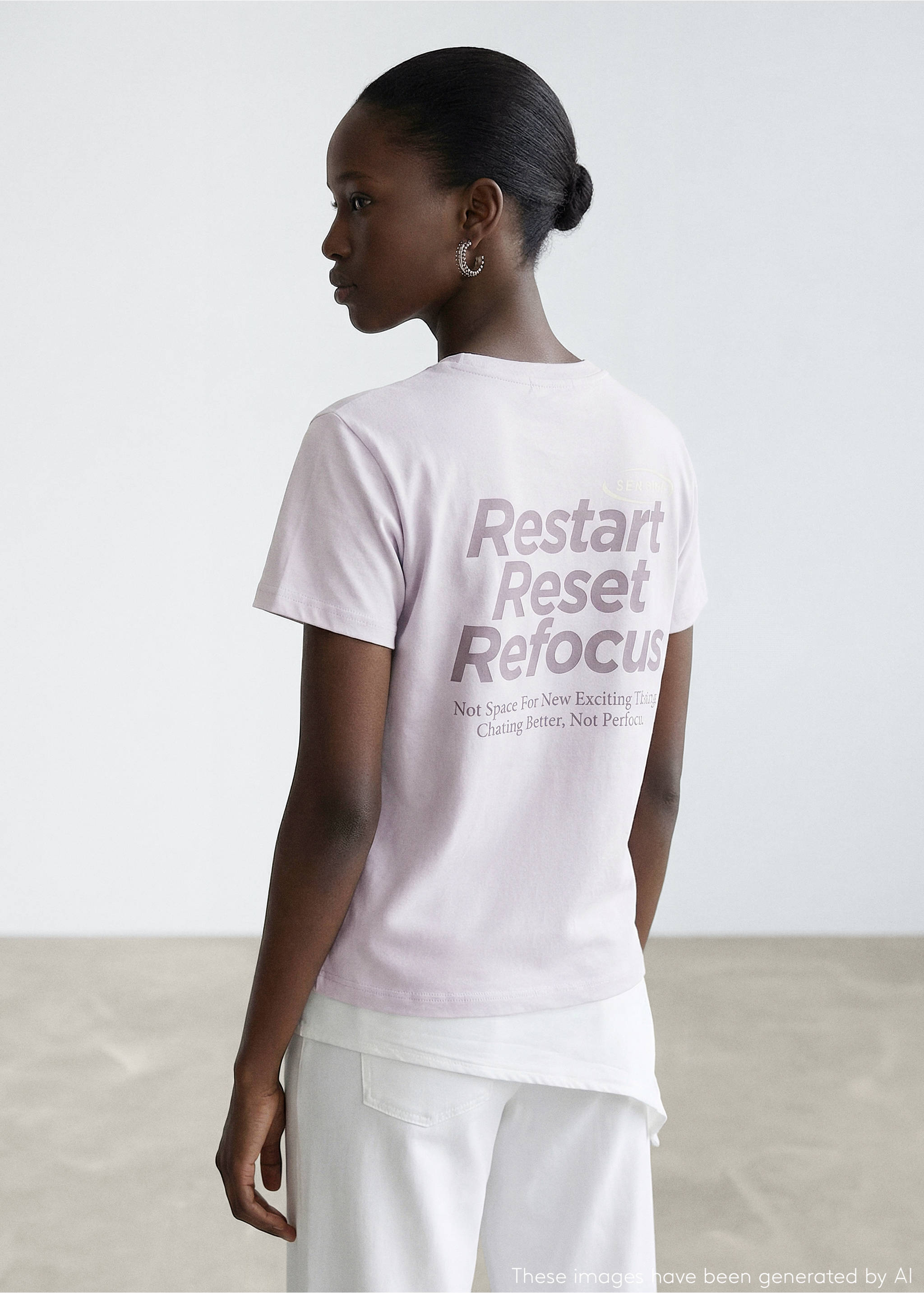Printed cotton-blend t-shirt - Reverse of the article, Light/Pastel Purple. Ref: 27054777-00.