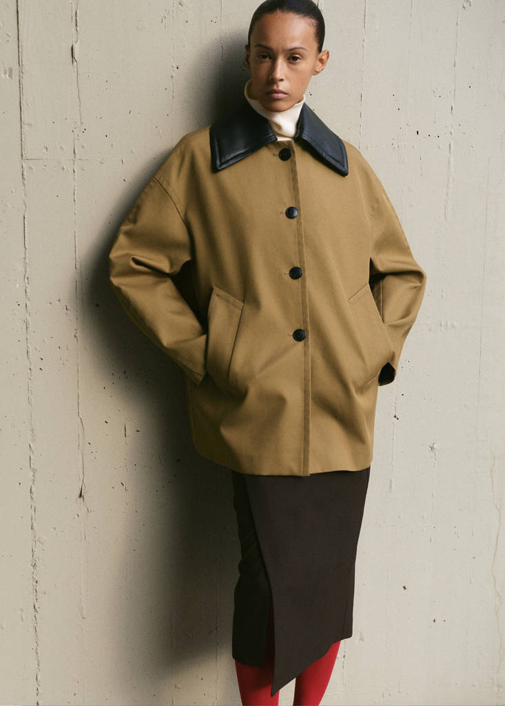 Faux leather effect trench coat — Medium Brown