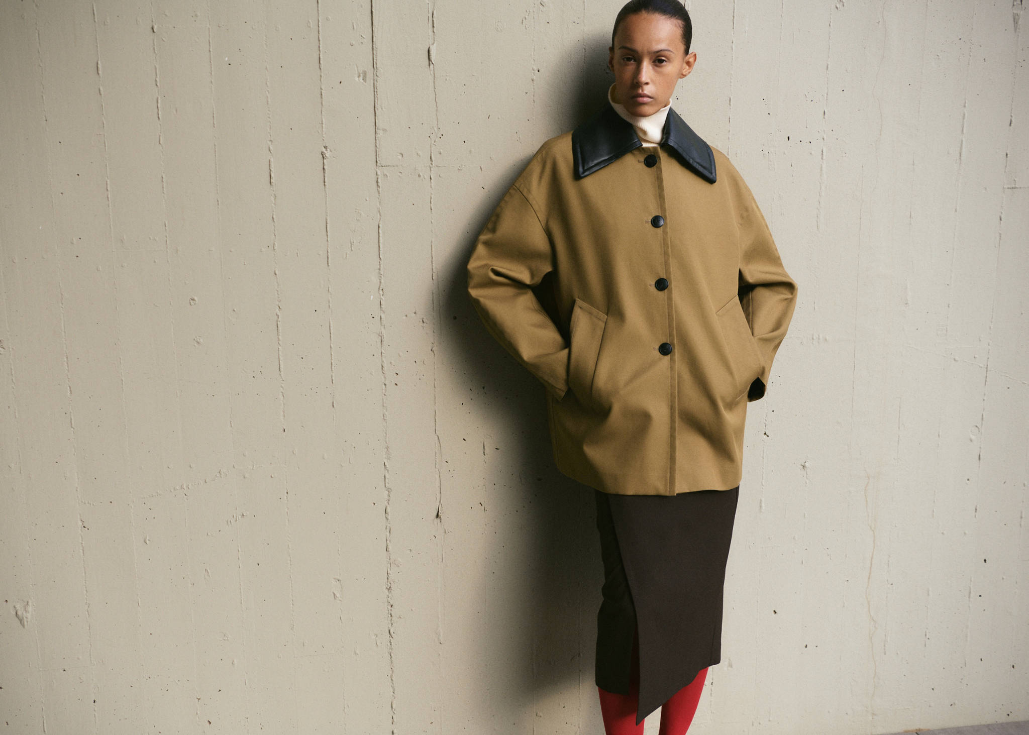 Faux leather effect trench coat - Panoramic plane