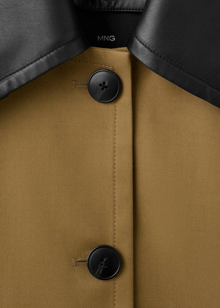 Faux leather effect trench coat — Medium Brown