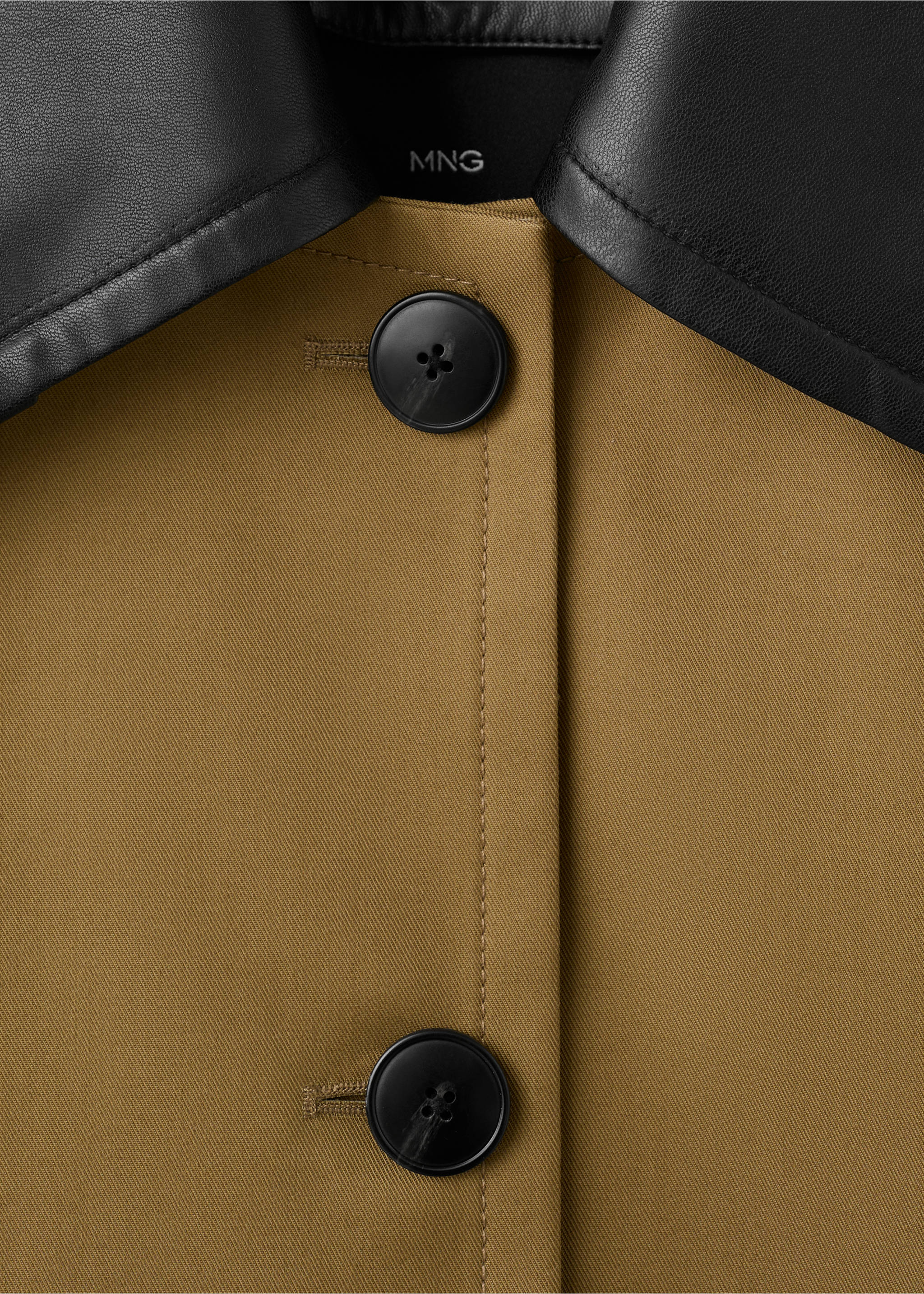 Faux leather effect trench coat - Details of the article 8, Medium Brown. Ref: 27054780-00.