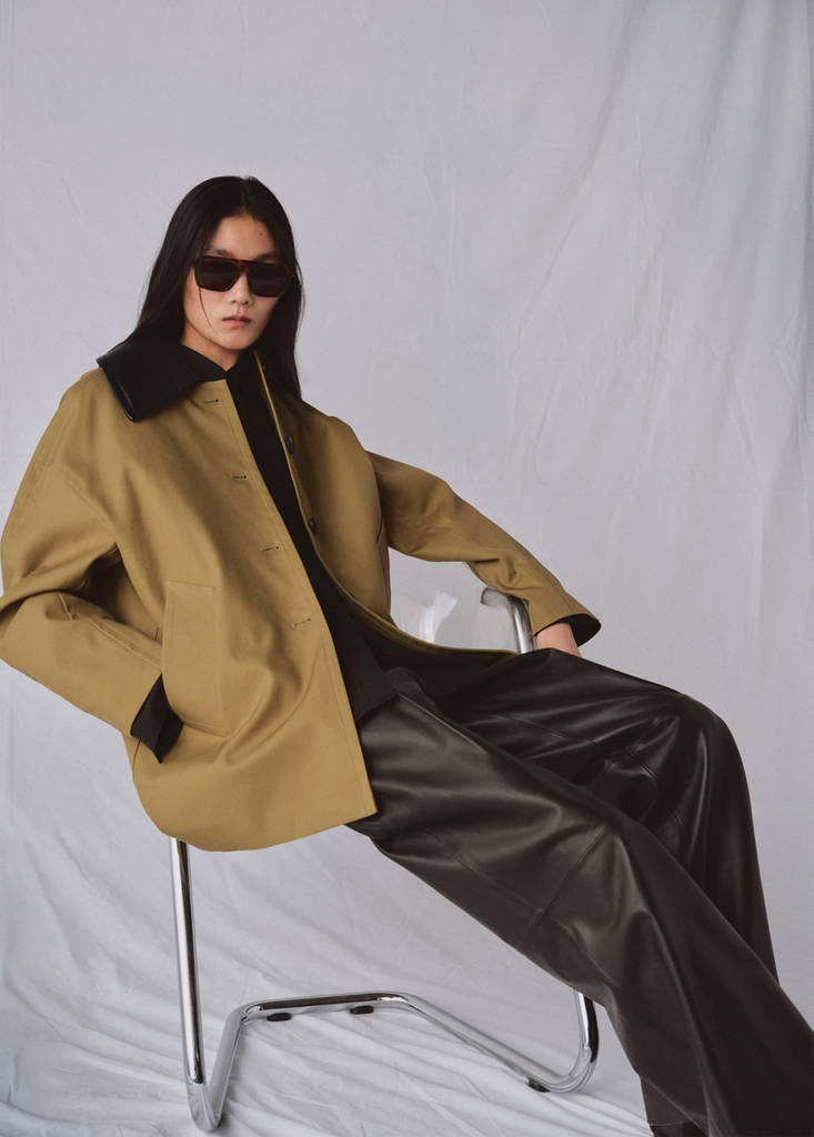 Faux leather effect trench coat — Medium Brown