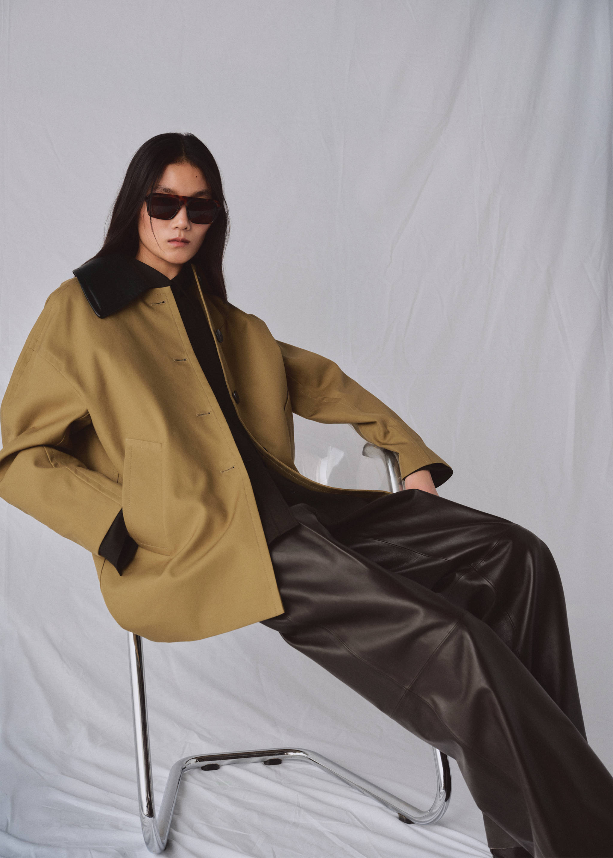 Faux leather effect trench coat - Medium plane