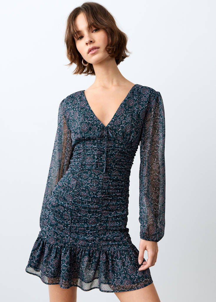 Vestido estampado volantes