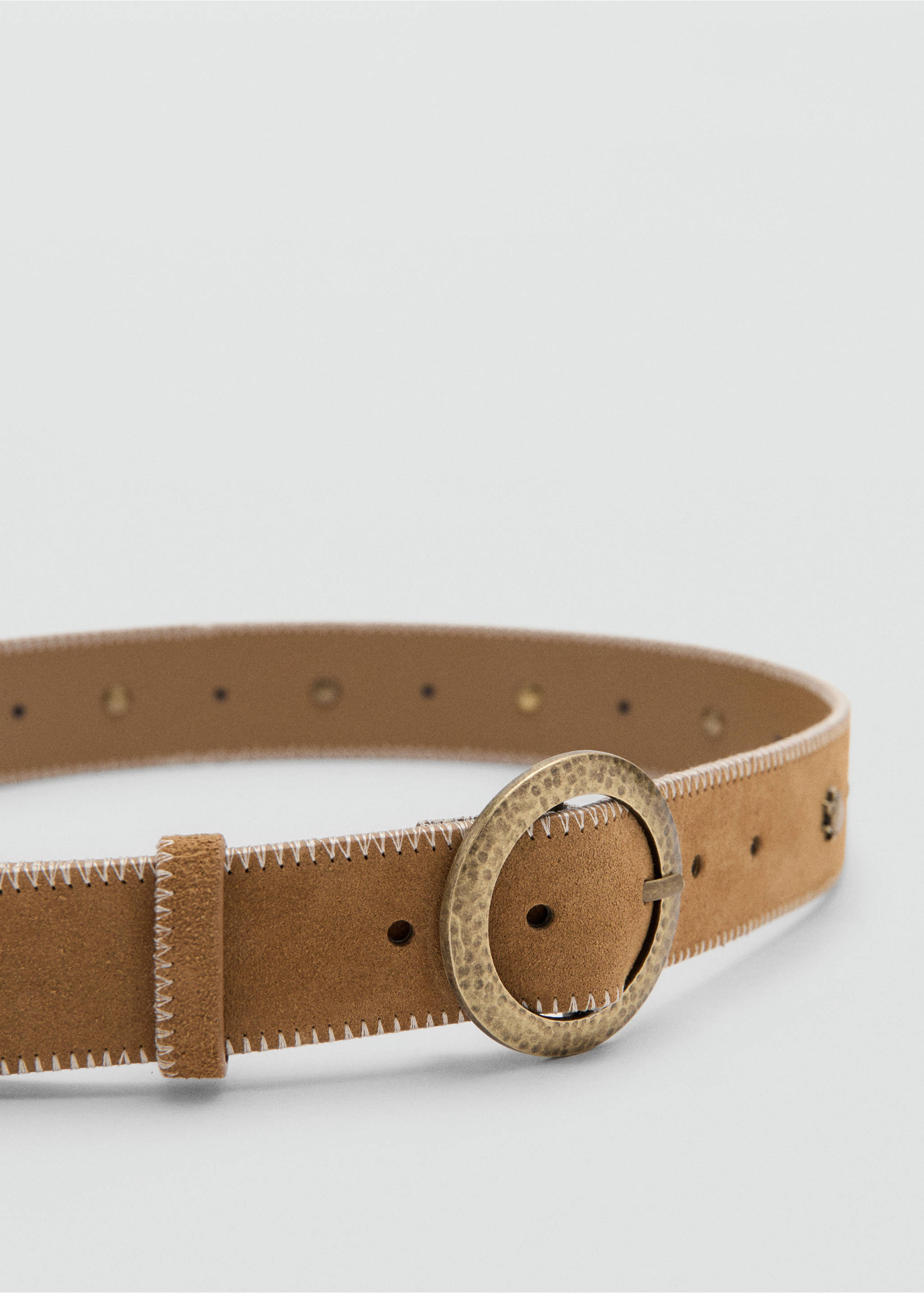Leather belt - Medium plane, Sand. Ref: 27054785-00.