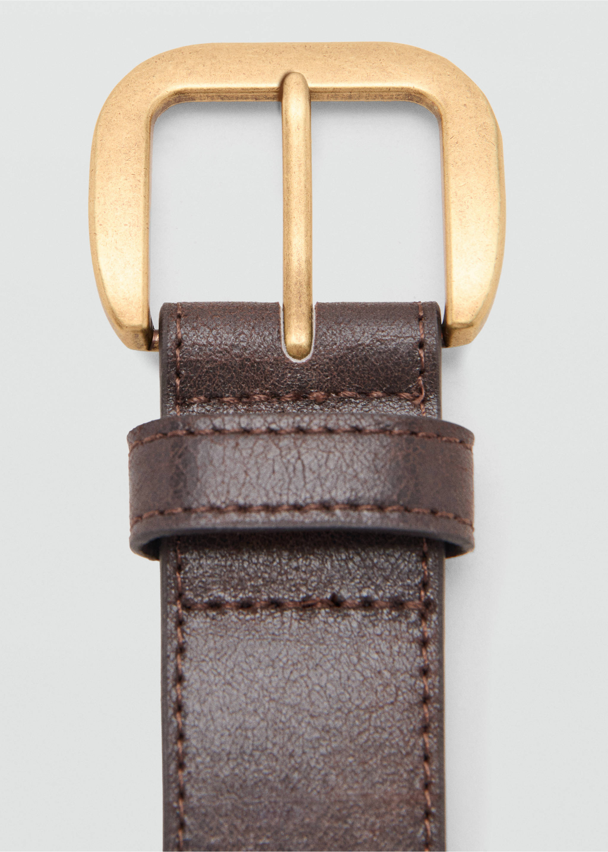 Square buckle belt - Details of the article 1, Chocolate. Ref: 27054791-00.