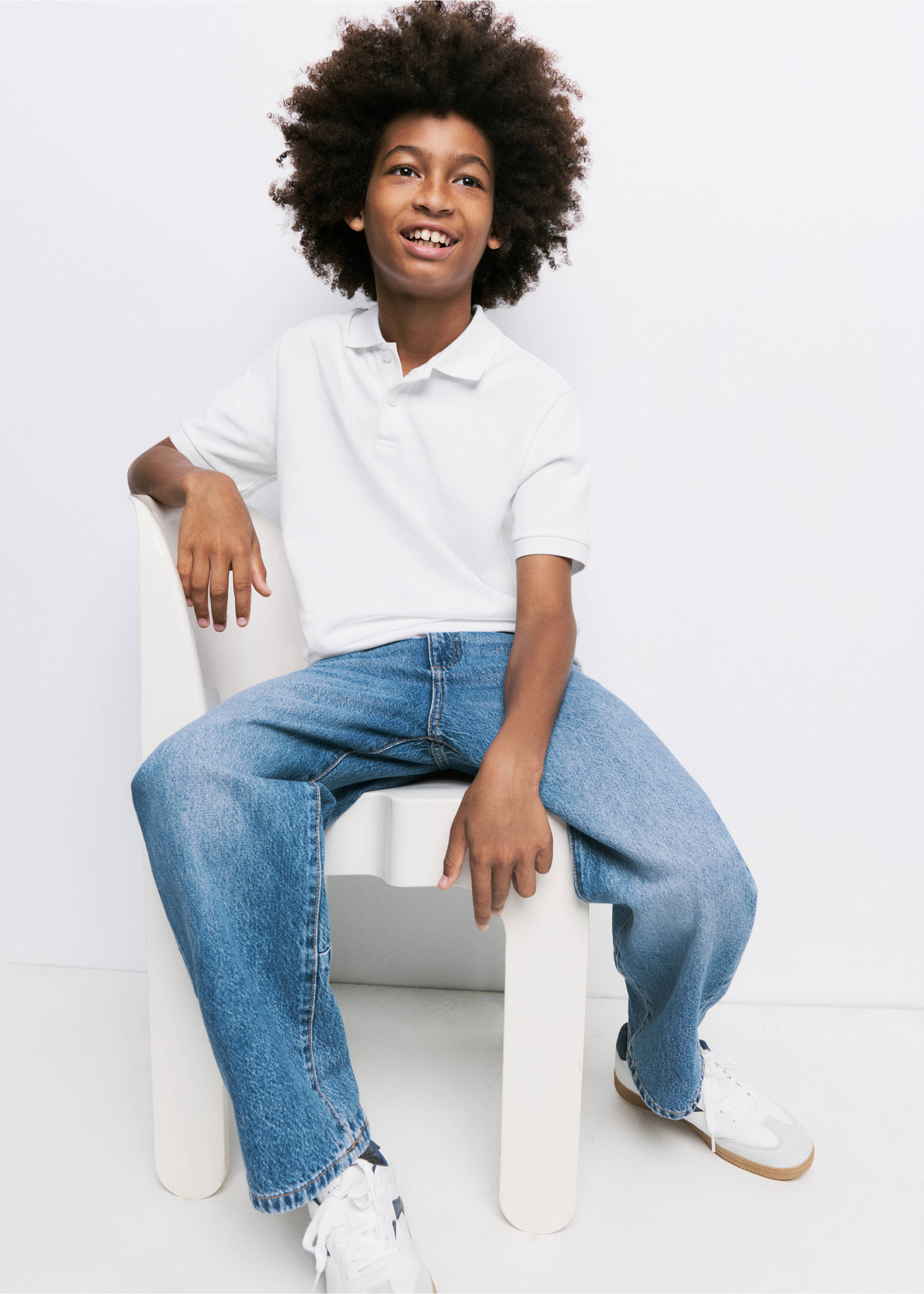 Cotton polo shirt - Medium plane, White. Ref: 27055143-00.