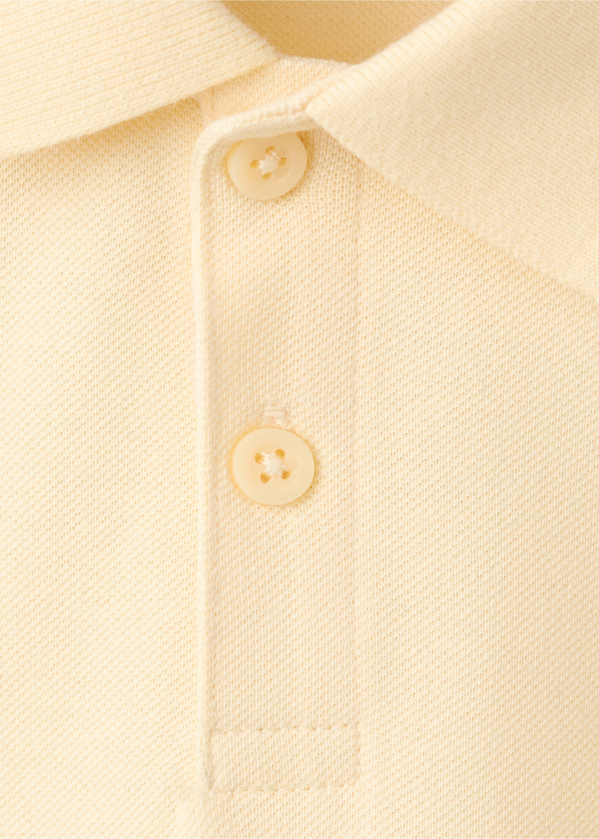 Cotton polo shirt - Details of the article 8, Pastel Yellow. Ref: 27055143-00.