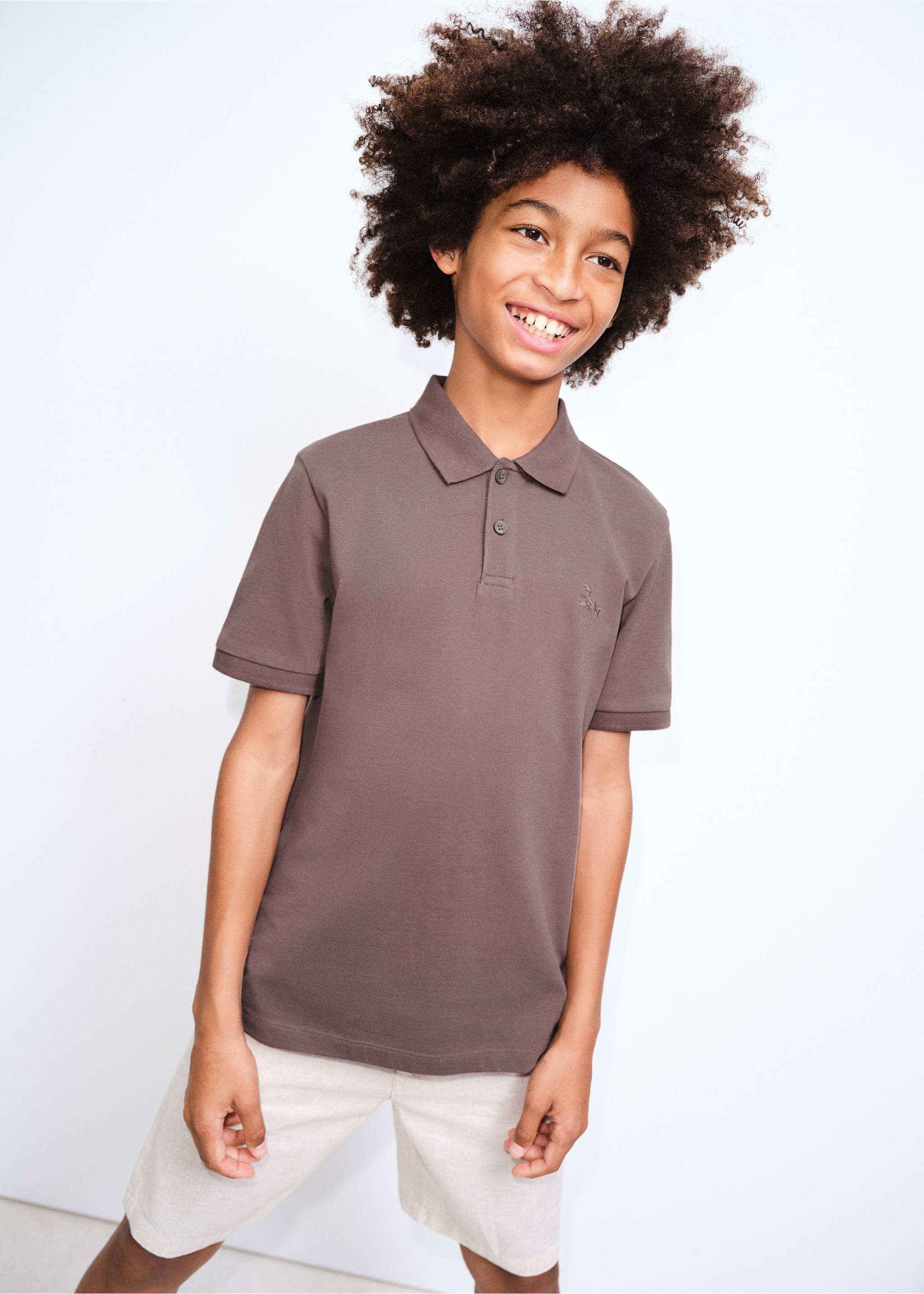 Cotton polo shirt - Medium plane, Chocolate. Ref: 27055143-00.