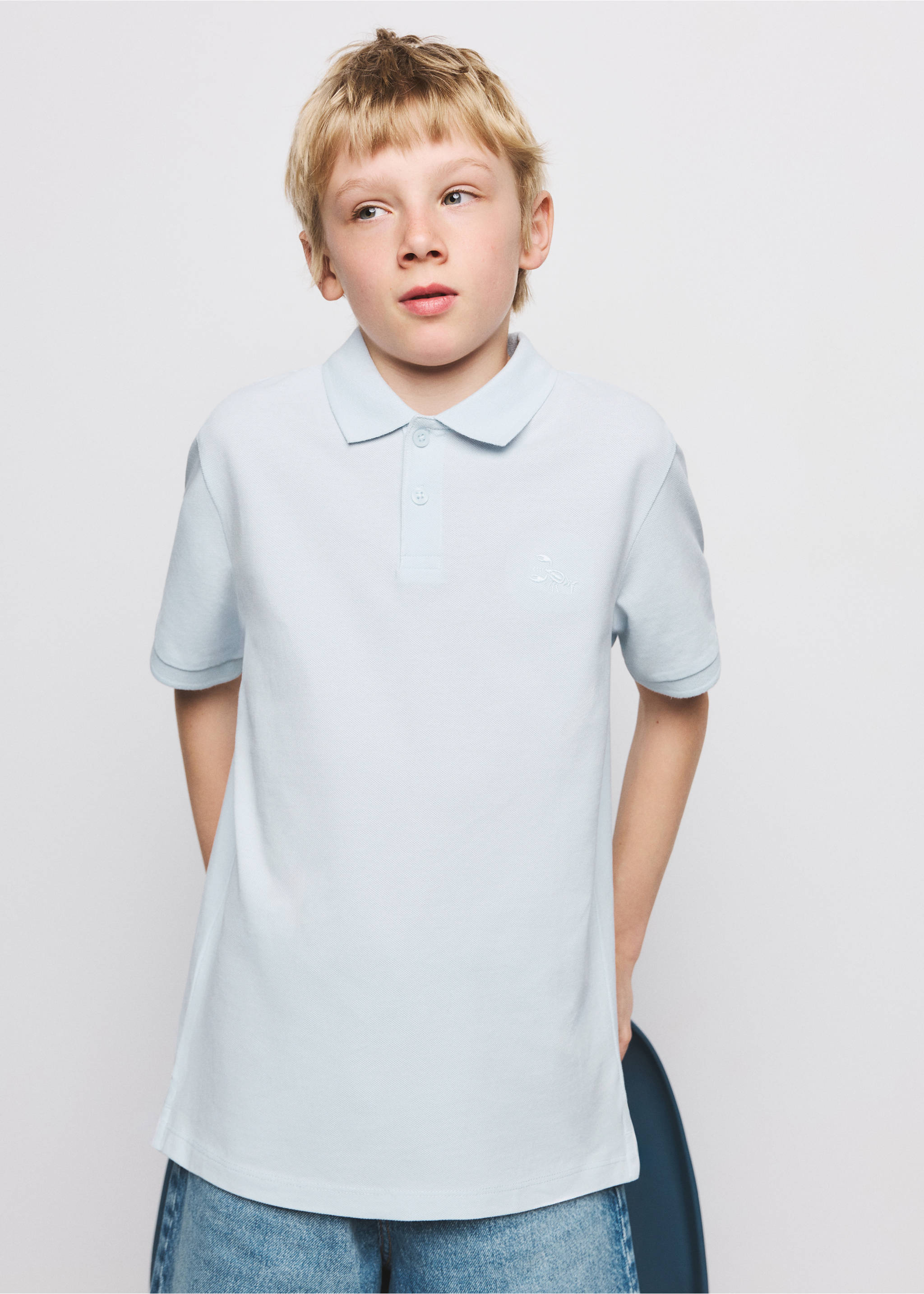 Tenniströja bomull - Bild av mittparti, Himmelblå. Ref: 27055143-00.