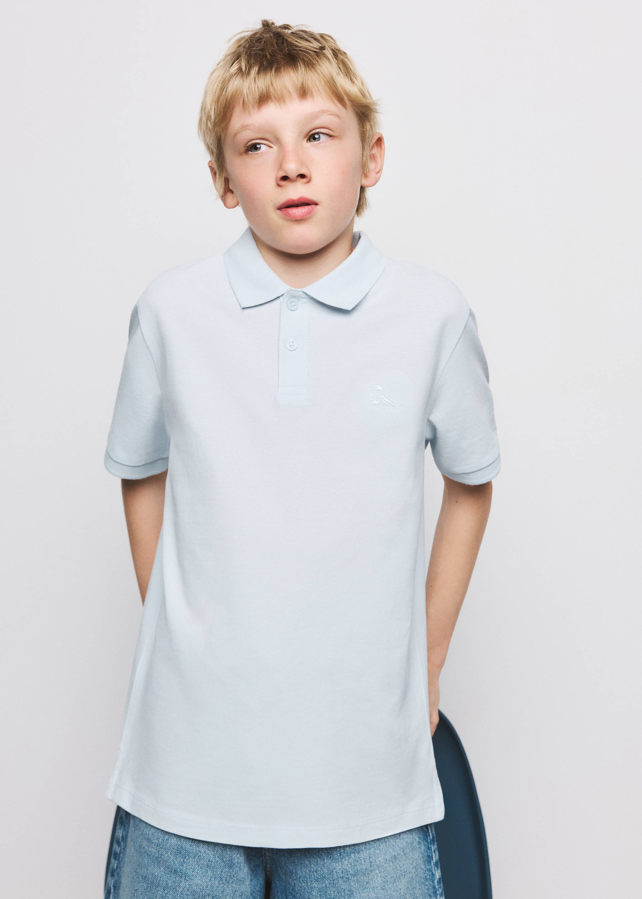 코튼 폴로 셔츠 - 중간 평면도