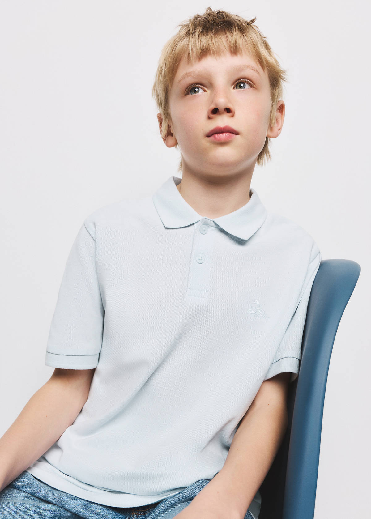 Cotton polo shirt — Sky Blue