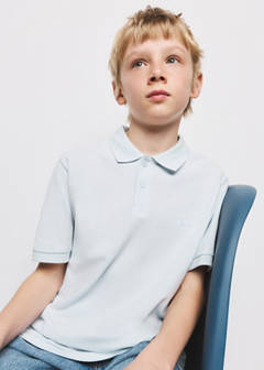 Cotton polo shirt — Sky Blue 4