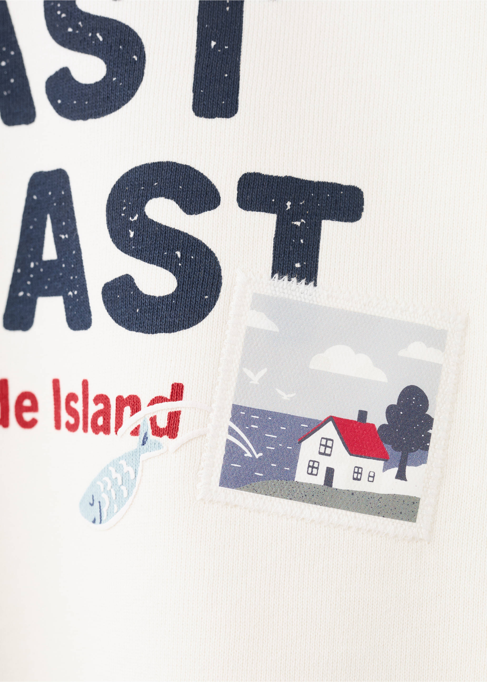 Bedrukt katoenen sweatshirt - Detail van het artikel 8, Gebroken wit. Ref: 27055145-00.