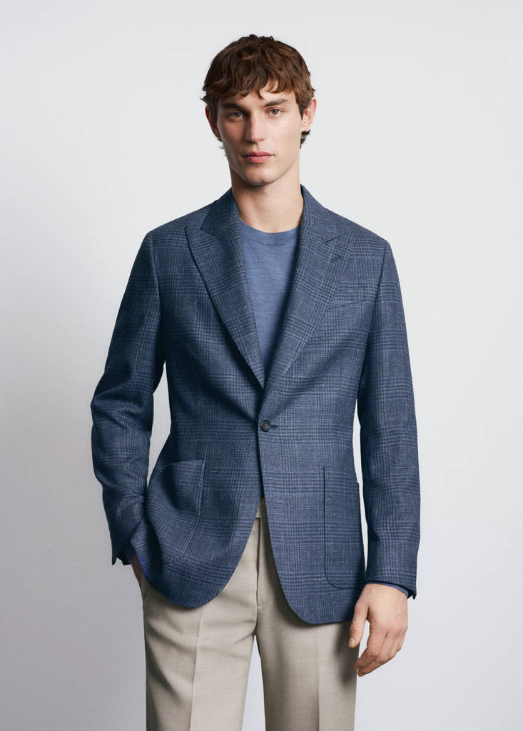 Slim-fit blazer in Lanerossi® by Marzotto fabric — Navy