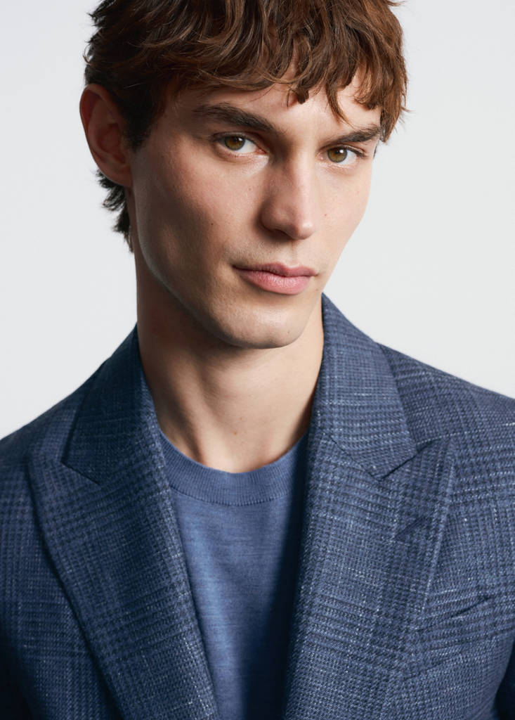 Slim-fit blazer in Lanerossi® by Marzotto fabric — Navy