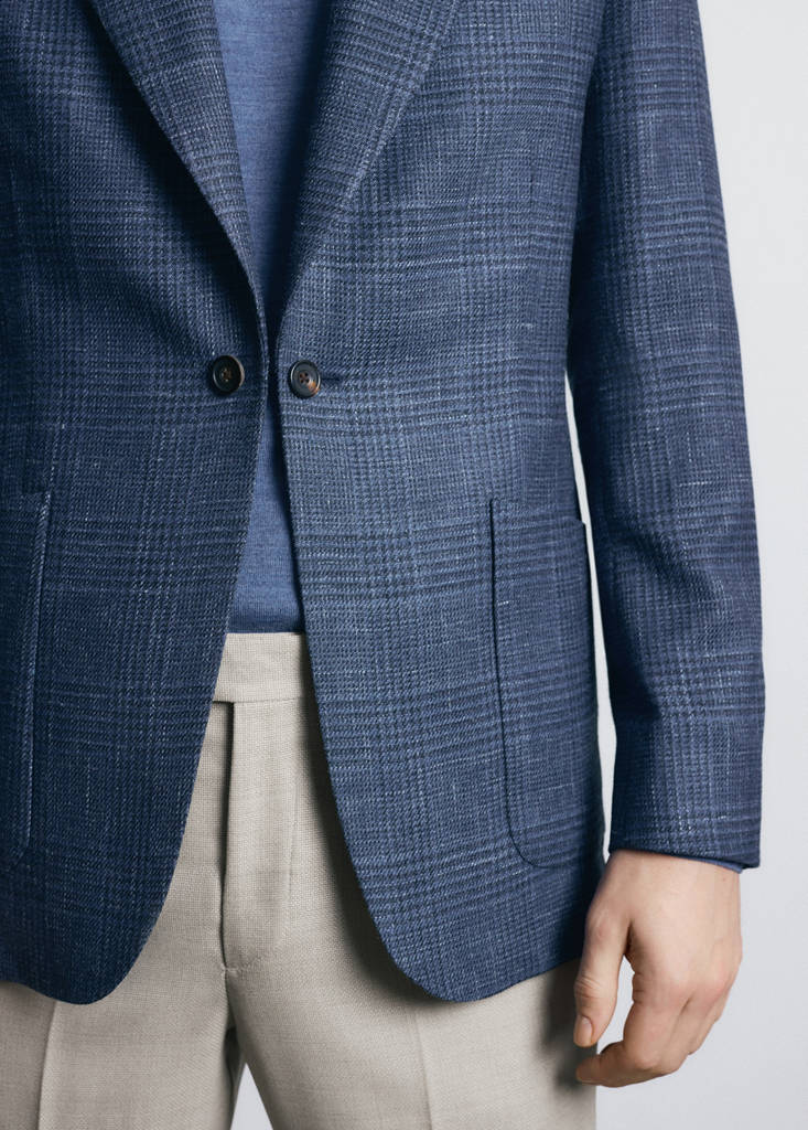 Slim-fit blazer in Lanerossi® by Marzotto fabric — Navy