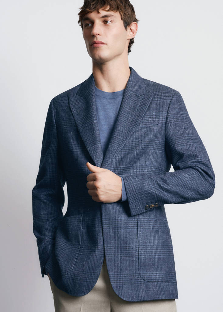 Slim-fit blazer in Lanerossi® by Marzotto fabric — Navy