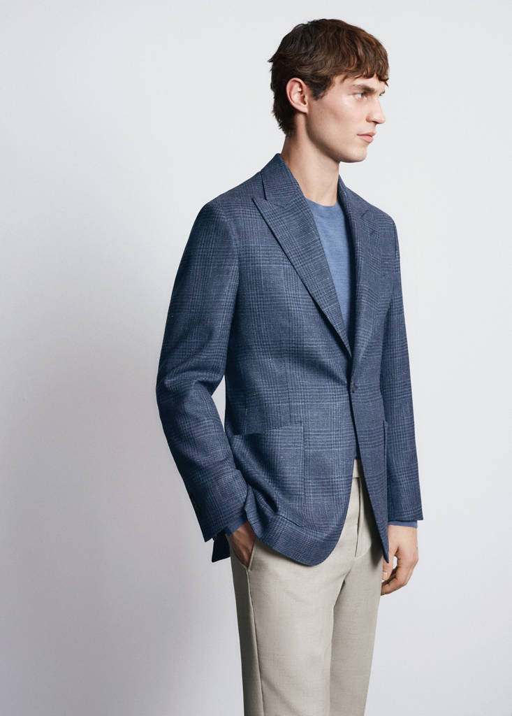 Slim-fit blazer in Lanerossi® by Marzotto fabric — Navy