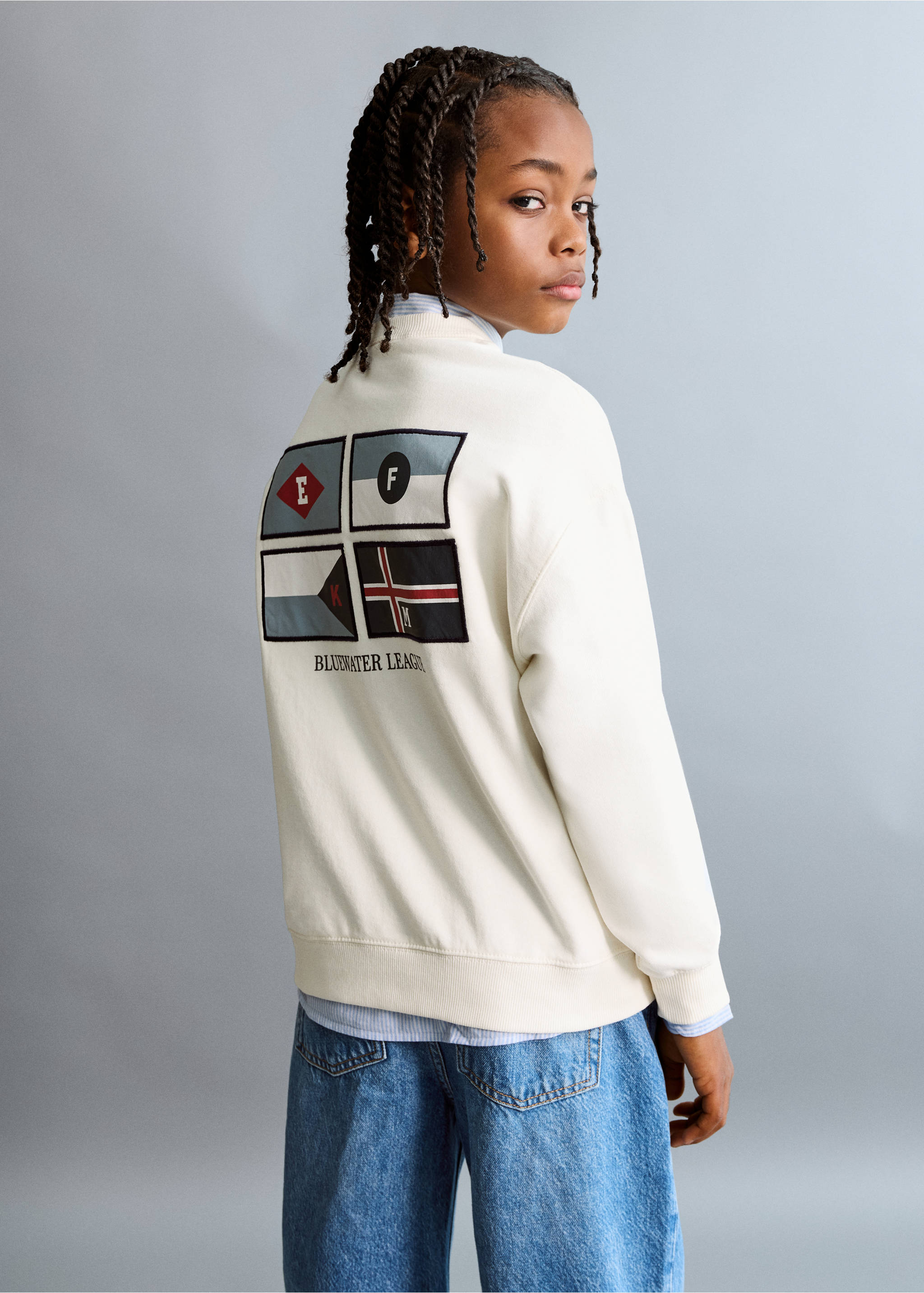 Printed cotton sweatshirt - Medium plane, Off White. Ref: 27055149-00.
