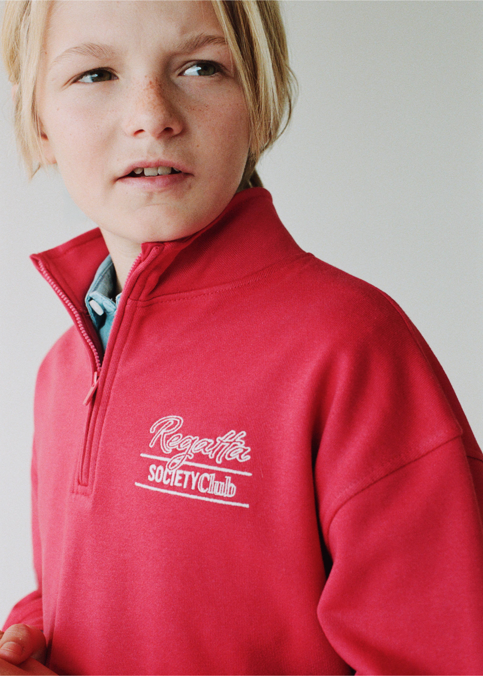 Hanorac din bumbac cu guler Perkins - Detaliu al articolului 5, Roșu. Ref: 27055150-00.