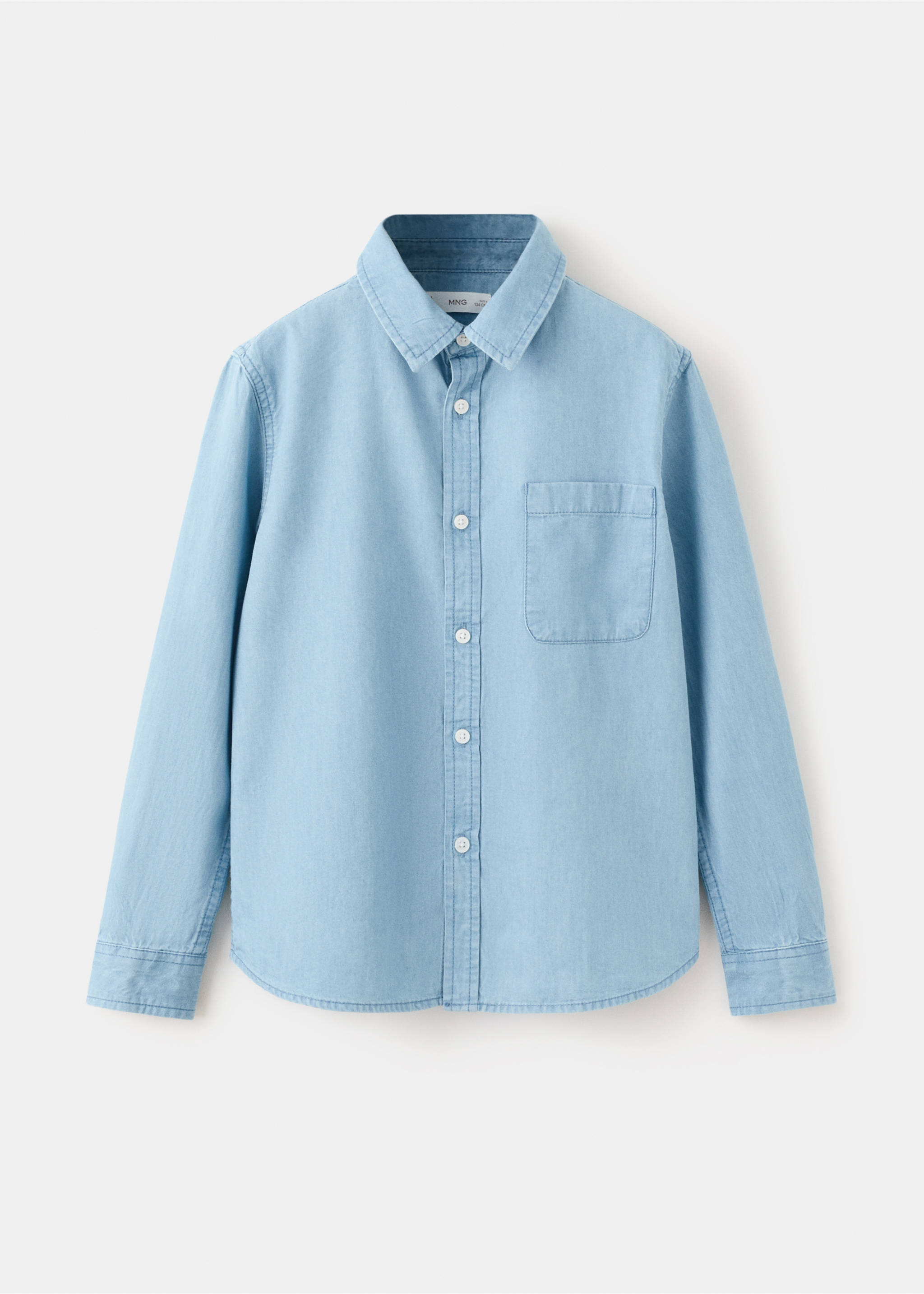 Cotton denim shirt - Article without model, Light Blue. Ref: 27055153-00.