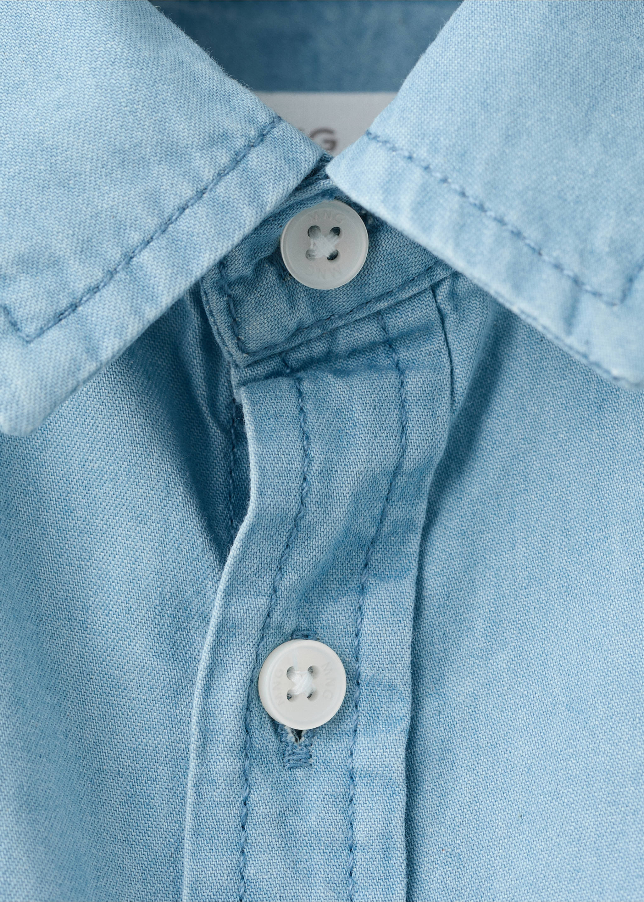Cotton denim shirt - Details of the article 8, Light Blue. Ref: 27055153-00.