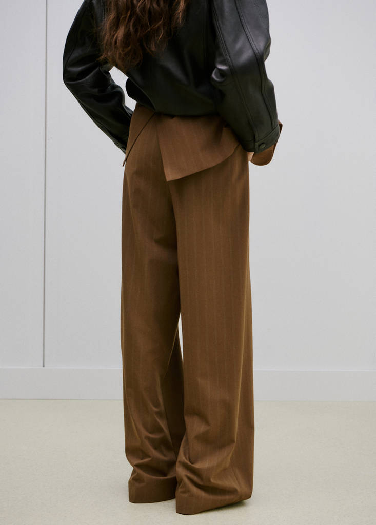 Pinstripe suit trousers — Caramel