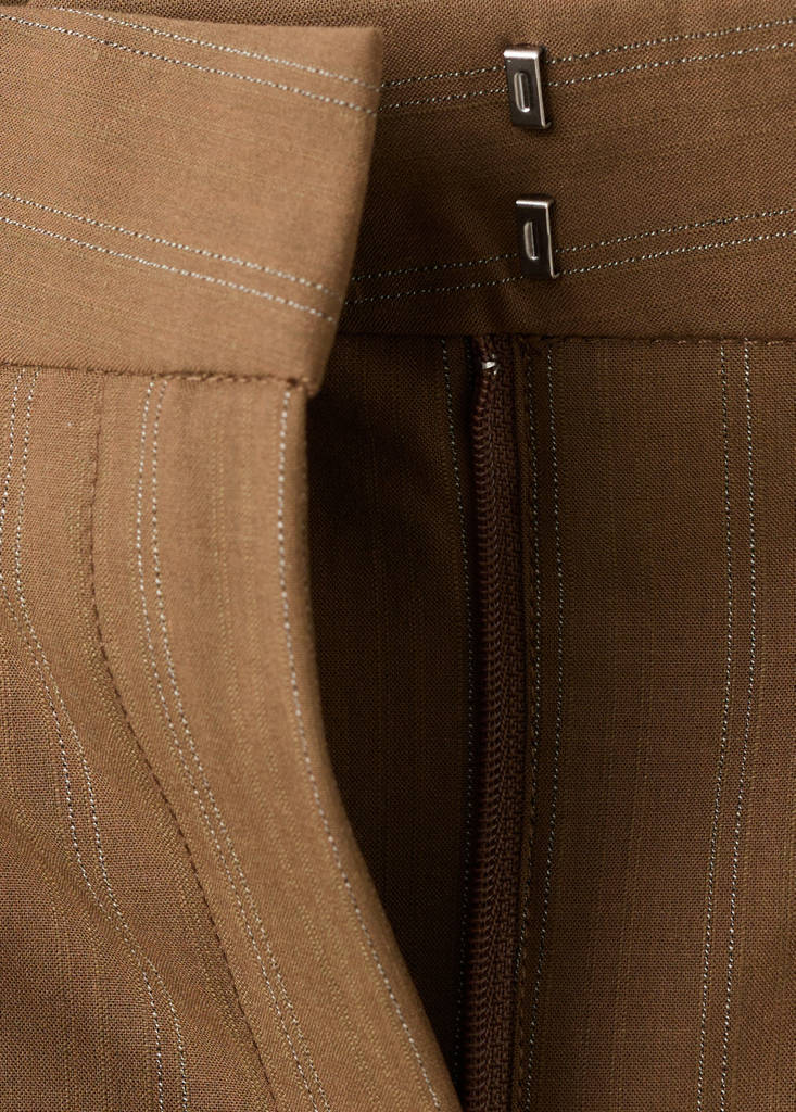 Pinstripe suit trousers — Caramel