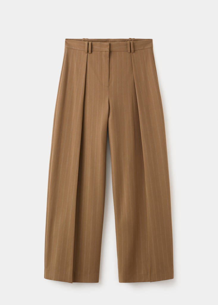 Pinstripe suit trousers — Caramel