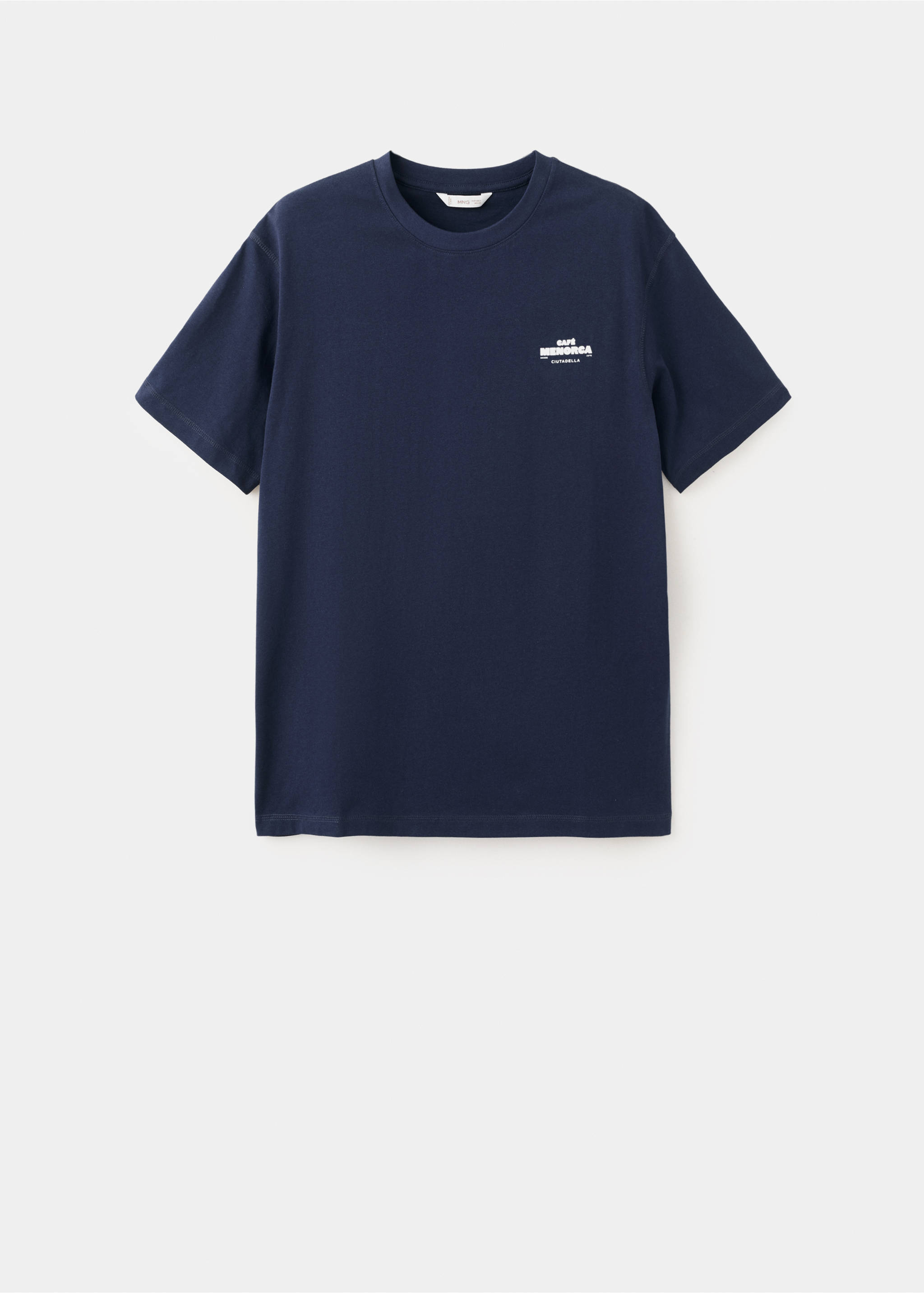 تي شيرت مطبوع من القطن - منتج دون نموذج, أزرق غامق. Ref: 27055158-00.