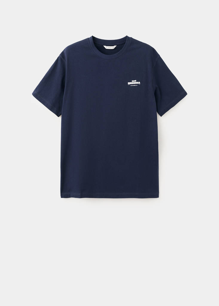 Printed cotton-blend t-shirt — Navy